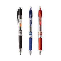유 노크 볼펜 0.5mm 0.7mm 블랙 블루 레드 3색 고무그립 U자형 스프링 불변잉크 수능 학생 시험 학용품, 0.7레드