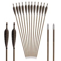 각궁 국궁화살 전통활 양궁 대나무 화살 사냥 전통, 12pcs 혼합 색상