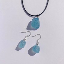 불가리목걸이 18K 펜던트 천연 아쿠아마린 수제 파인 거친 치유 에너지 행운의 쥬얼리