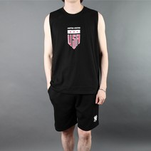남자 비치 운동 헬스 스포츠 데일리 USA 프린팅 면100프로 민소매 나시티