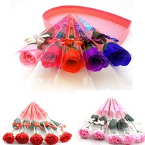 로박샵 비누 장미 꽃 카네이션 한송이 어버이날 스승의날 조화, 비누카네이션 한송이 블루