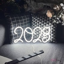 네온간판 LED 네온 사인 벽걸이 방 장식 2023 숫자 조명 재미있는 홈 스토어 게임방 벽 선물, 02 40X20 CM_01 cool white