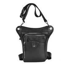 오토바이 가방 빈티지 pu 가죽 허리 팩 drop leg bag for men women belt hip bag multifunction 오토바이 자전거 야외 하이킹 캠핑, 검은색