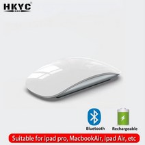 HKYC-블루투스 5.0 무선 마우스 충전식 무소음 멀티 아크 터치 울트라 씬 매직 노트북 아이패드 맥 PC 맥북용 가성비 좋은 175641, WHITE