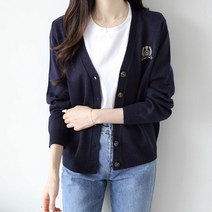 여성용 기본핏 브이넥 캐주얼룩 레이어드 죠디자수CD 포인트 긴팔 니트 가디건 g1274