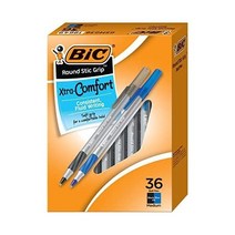 BIC 라운드 스틱 그립 Xtra 컴포트 다양한 색상 볼펜 중간 포인트(1 2mm) 팩 완벽한 필기 펜, Black and Blue_36 Count (Pack