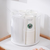 종이컵 4구 회전식 디스펜서 테이크아웃 거치대 카페 오피스 탕비실용품, 그레이, 1개
