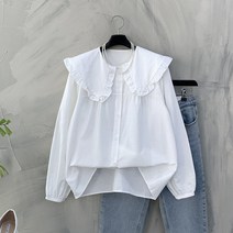 [행복여] 마시멜로 셔링 프릴 세라 카라 블라우스