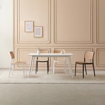 라로퍼니처 윈저 1200 1400 포세린 통 세라믹 4인 식탁 세트, 1200 화이트, 화이트 2+블랙 2