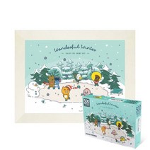 퍼즐피플 카카오프렌즈 직소퍼즐 모음, 윈터플윈터 카카오프렌즈 500피스 액자포함(우드화이트), 500p