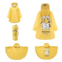 포켓몬 피카츄 어린이용 비옷 불침투성 판초 후드 야외 방수 선물용 우산