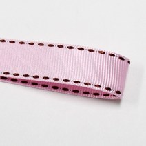 카네이션리본 선물포장리본 꽃포장리본 골지 스티치 리본 (폭 5mm 길이90m)(폭 10mm/15mm 길이 45m), 14(연분홍+브라운스티치)