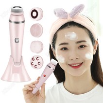 Kiboer 진동클렌저 세안모공브러쉬 실리콘 미세먼지 피지 각질제거 방수 휴대용 핑크+화이트+그린, 핑크, Kiboer-068
