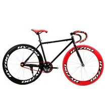 26인치 픽시 학생 성인 출퇴근용 자전거 A60 시크 올블랙, 30나이프 검은색과 빨간색