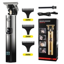 남자 헤어 트리머 미용 바리깡 t9 usb 전기 커팅 머신 충전식 새로운 클리퍼 man, 그라디언트 블랙 LCD