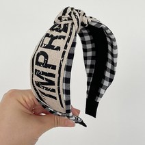 로맨틱모모 유러피안 체크 블랙 터번 넓은 머리띠