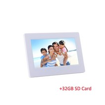 7인치 디지털 사진 앨범 프레임 벽걸이 HD 얇은 플레이어 비디오 음악 시계 데스크탑 광고 LED 디스플레이, 04 32GB SD Card W_04 AU 플러그