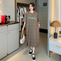 [jilu] 호피무늬 여성 여름 오버핏 롱원피스 유니크