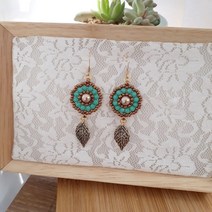 보헤미안 터콰이즈 앤틱 드롭 귀걸이