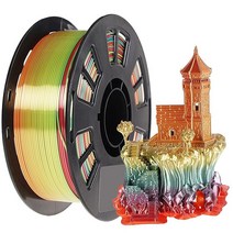 실크 구리 3D 프린터 필라멘트 1.75mm PLA 필라멘트 1KG 1kg(2.2파운드) 1스풀 MCHYI, Silk Rainbow