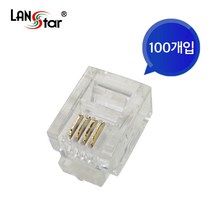 랜스타 RJ11 6P4C 전화 모뎀 모듈러 콘넥터, LSN-CON64, 1봉