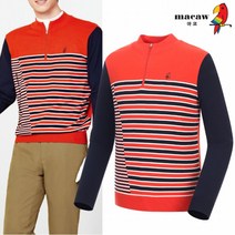 [마코 SALE] (남성)스트라이프배색반집업 니트_MJM3SW02