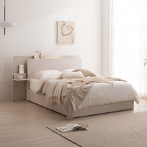 [방수커버증정] 시에론 베이직 수납형 침대 Q 독립라텍스매트/협탁, 네추럴우드