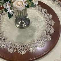 JINGHENG 식탁보 원형 럭셔리 미국식 레이스 빈티지 유럽식 고급 고급감 화이트 식당테이블 천, T05-B80그린티, C02-직경 60cm원형