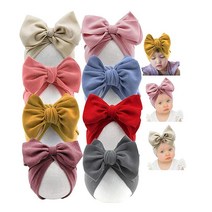 Yili Maizi Baby Turban 신생아 병원 모자 면 유아 아기방 비니 헤드랩 보헤미안 빅 헤어 리본 매듭 헤드랩 스타일 01-6팩 모조 캐시미어 리본 캡