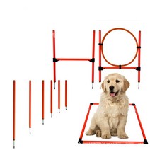 강아지허들 어질리티 애완 동물 장애물 훈련 점프 서클 개 민첩성 폴대 주위에 묶인 용품, 05 pet training set