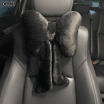 DFMEI.car cushion--허리 리본 쿠션 시트 쿠션 허리 쿠션 차량용 쿠션 한 쌍, 뽀글이 리본 머리받이 블랙, A0281
