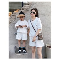 복스타일리쉬한 여름 레저 자녀옷 가족 3식구 순면 반팔 모녀커플룩