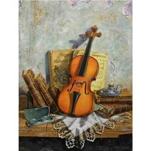 CHENISTORY 숫자로 페인트 캔버스에 그리기 바이올린 Handpainted 선물 DIY 악기 조경 키트 홈 장식, [09] 60x75cm diy frame, [04] 9915971