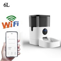 애완동물 자동급식기 지능형 애완 동물 스마트 푸드 디스펜서 자동 원격 가시성 피더 타이밍 카메라 음성 녹음기, 6L WIFI  No Camera+UK Adapter