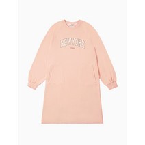 [아키클래식]귀엽고 여성스러운 루즈핏 NEWYORK 로고 원피스 클라우드 핑크