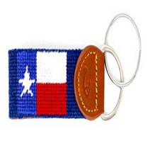 Hand-Stitched Needlepoint Key Fob or Key Chain by Huck Venture (Texas Flag) null, One Size, Texas Flag