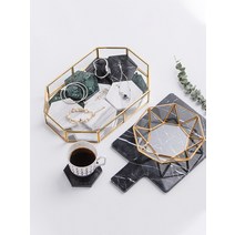 화장품 향수 트레이 수납함 보관함 진열대 정리대, 상세이페이지 참고, 구리 막대 유리 팔각형 직사각형 플레이트