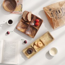 아카시아 직사각 나눔접시 3구 4구, 4구 나눔접시