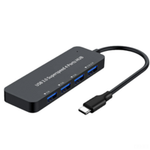 DFMEI 고속 초박형 4- 포트 USB3.0 허브 노트북 멀티 인터페이스 5GDPS 전송 허브, Type-C 블랙