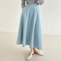커스텀에이블 네츄럴 플레어 데님 롱 스커트 C2302SK006A