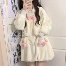 여성 예쁜 뽀글원피스 가을겨울 벨벳원피스 긴팔 뽀글이 겨울여친룩 놀이공원코디