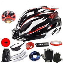 세계일주 자전거 헬멧 자전거 안경 장갑 수납 가방, 꼬리 빛 빨간색과 검은 색