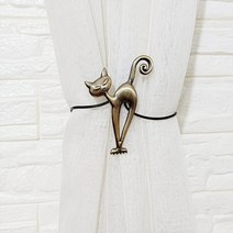 커튼 블라인드 액세서리 타이백 고양이 모양 강한 합금 교수형 벨트 홀드백 봉 accessoires 링 폴 클램프, 40cm, 청동