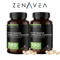 (1+1) 제나베아 Zenavea AHCC 8종 오가닉 버섯 추출물 1500mg 180 비건캡슐 2팩