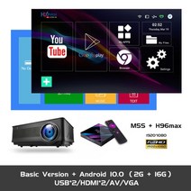 빔프로젝터 스크린 ALSTON M5S M5SW 풀 HD 1080P 지원 4K 안드로이드 WiFi 7000 루멘 스마트 폰 TV 상자 선물, 협력사, M5S-H96 MAX, AU 플러그