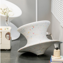 무늬 팽이의자 놀이공원 라운지 스핀체어 오뚜기 의자, 화이트 컬러 포인트 스몰