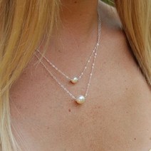 진주 펜던트 여성 순금 목걸이 Delysia King 유행 단순 2 층 여름 다목적 쇄골, [01] silver