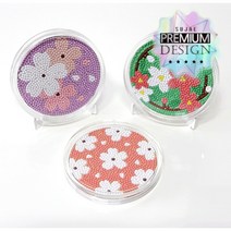 수재샵 [코스터 세트] 벚꽃코스터 6종 택1 (라운드 3D 가로 10cm 세로 10cm) 보석십자수, 벚꽃코스터 2