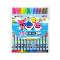 [코리아문구사] 종이나라 핑크퐁상어가족 나라사인펜 12색, ㅡ
