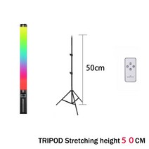 조도계 측정기 광량 검전기 핸드 헬드 RGB LED 필 라이트 스틱 지팡이 지원 삼각대 스탠딩 컬러풀 플래시, 02 With 50cm Tripod